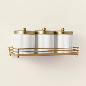 Milk‎ Glass Bath Canister Set White Brass, Wall Mount - Hearth & Hand Magnolia